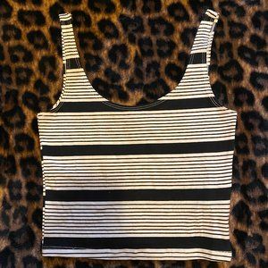 Forever 21 Black/White Striped Crop Top Tank - (S)